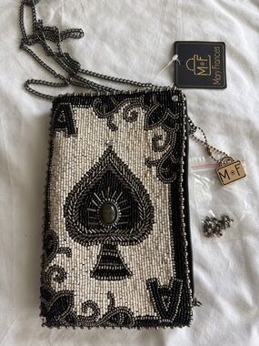 NWT Mary Frances Black & Cream Beaded Ace of Spades “You’re Aces” Crossbody